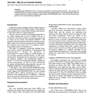 Preparation And Application Of A Nanocomposite Tanning Agent - RNS/P(MAA-BA)
