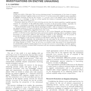 Hair Saving Unhairing Process Part 4. Remarks On The Evolution Of The Investigations On Enzyme Unhairing