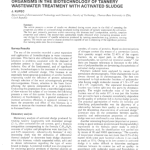Assessment Of Properties And Effect Of Heterogeneous Cultures Of Aerobic Micro Organisms In The Biotechnology Of Tannery Wastewater Treatment With Activated Sludge
