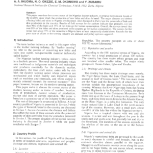 Current Status Of The Nigerian Leather Industry Part 1: Livestock Breeds And Diseases