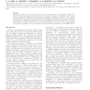 The Use Of Acoustic Emission As An Aid To Evaluating The Handle Of Leather