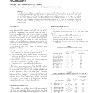 Linear Relationship Between Collagen Degradation And Degree Of Swelling In The Beamhouse