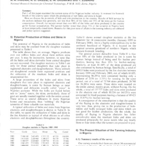 Current Status Of The Nigerian Leather Industry Part 2: Potential Hide And Skin Production