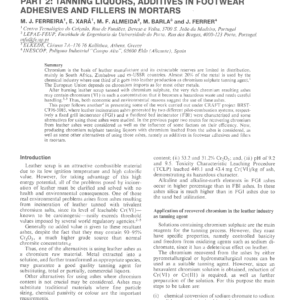 Using Ashes From Incineration Of Chromium Sulphate Tanned Leather Scrap Part 2: Tanning Liquors, Additives In Footwear Adhesives And Fillers In Mortars