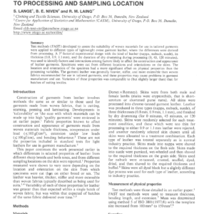 Suitability Of Leather For Garments— Differences In Selected Properties Attributable To Processing And Sampling Location