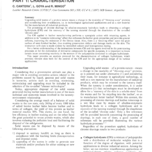 Collagen Hydrolysate: ‘Soluble Skin’ Applied In Post-Tanning Processes Part 1: Characterisation