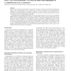 Determination Of Hexavalent Chromium In Leather Extracts By The Diphenylcarbazide (IUC-18) Procedure: Pitfalls And Refinements