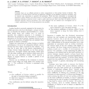 Determination Of Parameters Which Influence The Measurement Of Leather’s Surface Friction