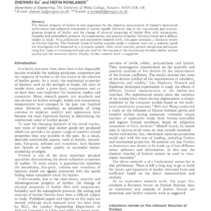 Measurement And Analysis Of Leather Frictional Forces