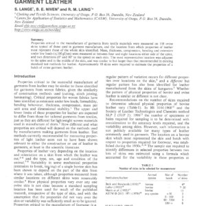 Specimen Site And Number Of Skins Required To Represent Selected Physical Properties Of Ovine Garment Leather