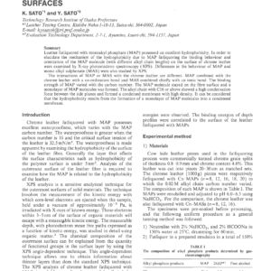 X-Ray Photoelectron Spectroscopy Analysis Of Mono Alkyl Phosphate-Oriented States In Leather Surfaces