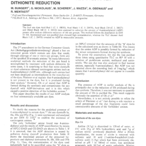 Analytical Data For The Presence Of 4-Aminodiphenyl In Several Azo Dyes After Dithionite Reduction