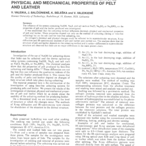 Lime-Free Unhairing: Part 3 Influence Of Unhairing Method On Chemical, Physical And Mechanical Properties Of Pelt And Leather