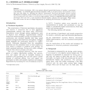 Sulphur Distribution In Parchment And Leather Exposed To Sulphur Dioxide