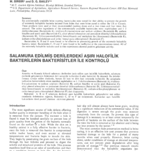 Controlling The Growth Of Extremely Halophilic Bacteria On Brine Cured Cattle Hides