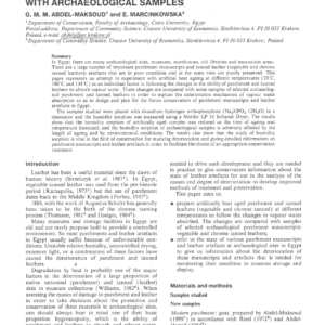 Effect Of Artificial Heat Ageing On The Humidity Sorption Of Parchment And Leathers Compared With Archaeological Samples