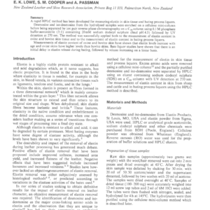Measurement Of Elastin Content In Skin Tissue And Process Liquors