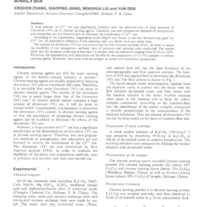 Determination Of Trace Chromium (VI) Ion In Chrome Tanning Agents By Flow Injection Analysis
