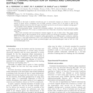 Using Ashes From Incineration Of Chromium Sulphate Tanned Leather Scrap Part 1: Characterization Of Ashes And Chromium Extraction