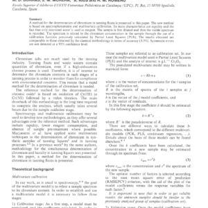 A New Methodology For The Rapid Determination Of Chromium In Tanning Floats