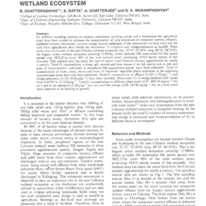 The Environmental Impact Of Waste Chromium Of Tannery Agglomerates In The East Calcutta Wetland Ecosystem