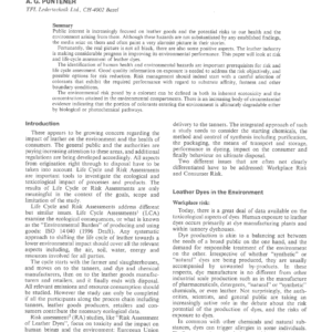Risk Assessment Of Leather Dyestuffs