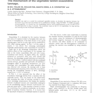 High Stability Organic Tanning Using Plant Polyphenols. Part 2. The Mechanism Of The Vegetable Tannin-Oxazolidine Tannage.