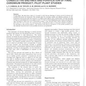 Isolation Of Protein Products From Chromium-Containing Leather Waste Using Two Consecutive Enzymes And Purification Of Final Chromium Product: Pilot Plant Studies