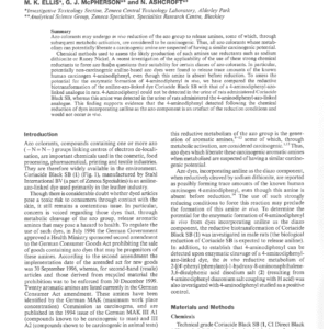 Investigation Of The Reductive Metabolism Of The Azo Dye ‘Coriacide Black SB’ In Rats