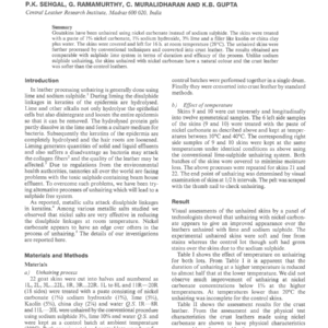 Unhairing Of Goat Skins By An Alternative Non-Enzymatic And Sulphide Free Process