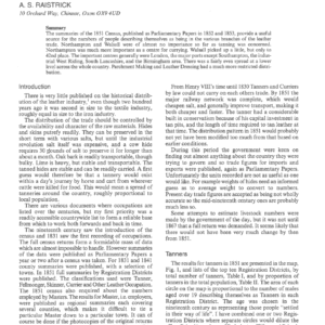 The Distribution Of The Leather Industry In The Mid-Nineteenth Century