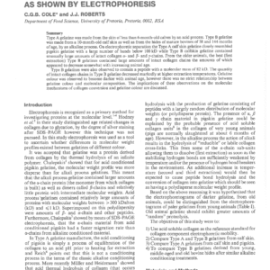 Changes In The Molecular Composition Of Gelatine Due To The Manufacturing Process And Animal Age, As Shown By Electrophoresis