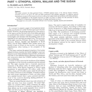 Status Of The Leather Industry In Eight African Countries Part 1: Ethiopia, Kenya, Malawi And The Sudan