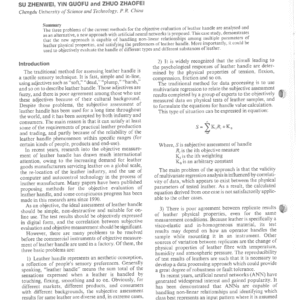 Objective Evaluation Of Leather Handle With Artificial Neural Networks