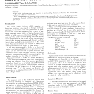 Enzyme Hydrolysis Of Solid Tannery Wastes: Solid State Enzyme Production