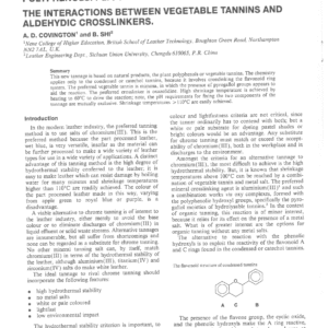 High Stability Organic Tanning Using Plant Polyphenols. Part I The Interactions Between Vegetable Tannins And Aldehydic Crosslinkers