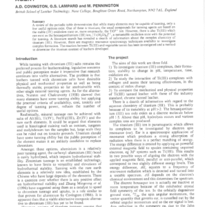 An Investigation Of Titanium (III) As A Tanning Agent