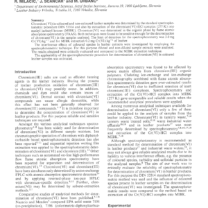Is Spectrophotometry A Reliable Technique For Determination Of Cr(VI) In Leather Samples?