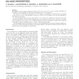 Lime-Free Unhairing: Part 2 Influence Of Added Salts On NaOH Unhairing And On Hide Properties