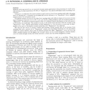 Studies On The Application Of Recovered Chromium In Chrome Tanning