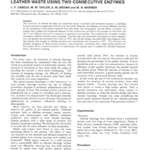 Chemical And Physical Properties Of Protein Products Isolated From Chromium-Containing Leather Waste Using Two Consecutive Enzymes