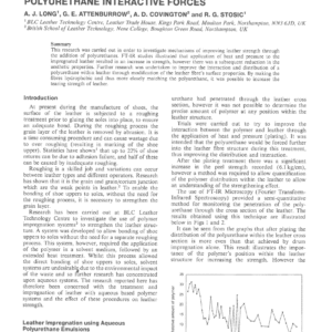 Increasing Leather Strength Through Modification Of The Leather Fibre And Polyurethane Interactive Forces
