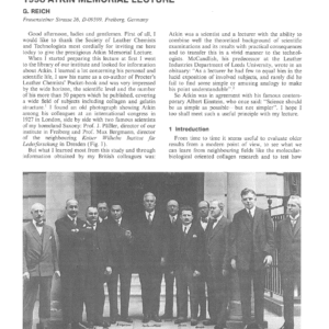 The Structural Changes Of Collagen During The Leather Making Processes 1998 Atkin Memorial Lecture