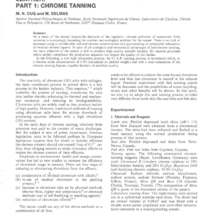 The Cr.A.B. Process: A New Ecological Process For The Transformation Of Pickled Hides Into Leather: Part 1: Chrome Tanning