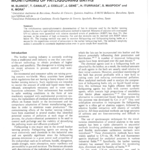 Simultaneous Determination Of Fats Used By The Leather Tanning Industry: Monitoring Of Fatliquoring Baths