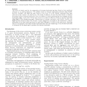 Factors In Gravitational Settling Of Chromic Hydroxide In Aqueous Media