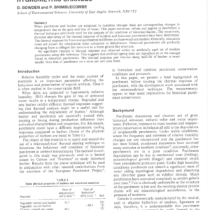 The Thermal Response Of Parchment To Hygrometric Changes
