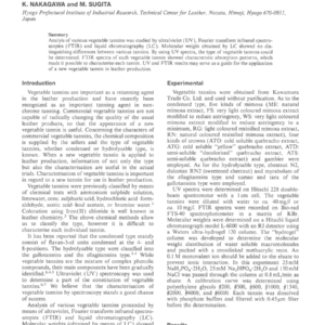 Spectroscopic Characterisation And Molecular Weight Of Vegetable Tannins
