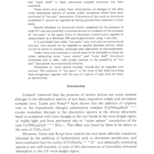 The Existence Of “Ion Pair” Associations In Basic Chromium Complex Solutions