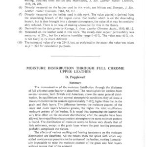 Moisture Distribution Through Full Chrome Upper Leather